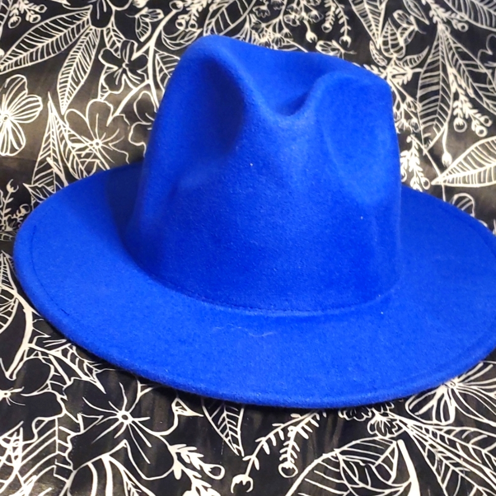 Fedora Royal Blue Hat Inside:Red